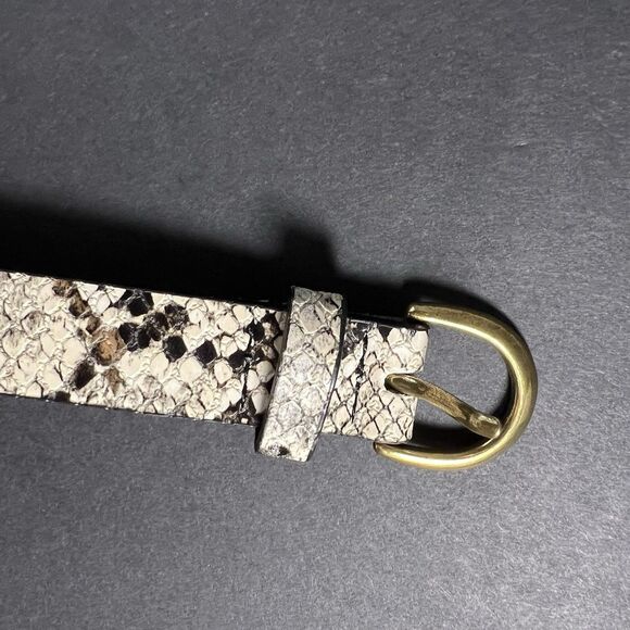 American Eagle Grey Genuine Cow Leather Snake Print Belt Size Medium, New - Picture 9 of 12